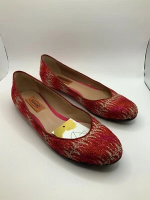 Pisos Missoni a Rayas de Encaje Brillante Rojo y Dorado, Talla 9 (US) 39 (EUR) Foto 1 de 4