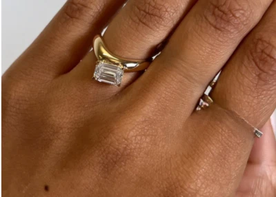 Diamond Solitaire Ring Emerald Cut 1.00 Ct IGI/GIA Lab Grown 14K Yellow Gold - Image 1 of 4