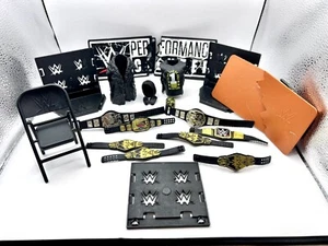 WWE Action Figure Accessories Lot - Belts, Folding Chair, Breakable Table - USED - Picture 1 of 4