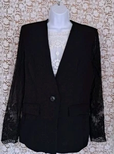 Schwarzer Blazer XL leichte Spitzenärmel gefüttert Business Freizeit Corpcore Shein - Bild 1 von 11