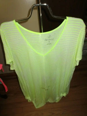 Top largo manga corta cuello en V a rayas amarillo/blanco Decree para mujer talla XL NUEVO CON ETIQUETAS Foto 1 de 3