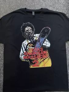 Texas Chainsaw Massacre 2 - Black T Shirt - Various Sizes Horror Leatherface - Picture 1 of 4