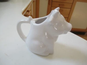 Adorable White Porcelain Cow Creamer with Handle & Mouth Spout 3" Tall - Picture 1 of 9