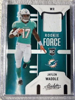 2021 Panini Absolute Jaylen Waddle Rookie Force Jersey RC #RF-JWA Dolphins NFL - Image 1 of 2
