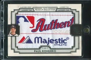 PAUL KONERKO 2014 TOPPS MUSEUM COLLECTION GAME USED LAUNDRY TAG LOGO #d 1/1 - Picture 1 of 2