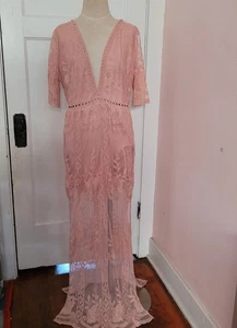 Eleter Damen Kleid rosa Flora Stickerei Spitze Größe XL - Bild 1 von 12
