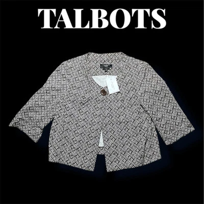 Blazer abrigo de diseñador Talbots para mujer talla 10 P 10p negro blanco 1 botón guisante Foto 1 de 4