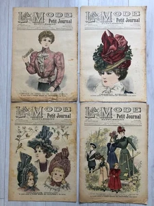 4x Zeitschriften LA MODE DU PETIT JOURNAL Jahr 1898 + 3 Muster + 3 Cut-Out MUSTER - Bild 1 von 9