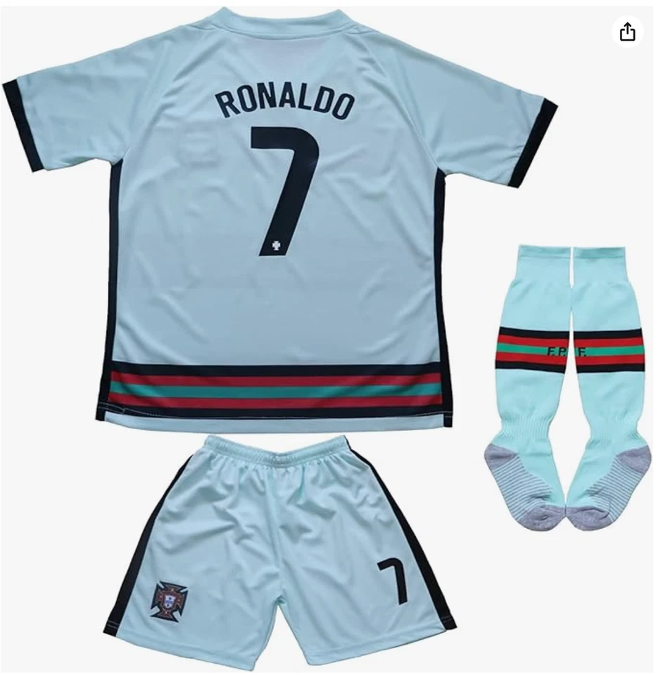 FPF #7 Ronaldo Soccer Futbol Jersey, Shorts & Socks Set Youth Sz 26 8-9 Yrs Old - Image 1 of 4