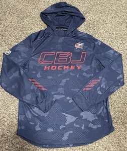 Columbus Blue Jackets CBJ Men’s Medium Blue Hoodie NHL Perfect Fanatics Pro - Picture 1 of 3