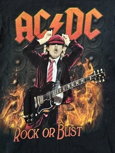 2015 ACDC Rock or Bust Tour Women’s Ladies Size L Double Sided Black T Shirt - Picture 1 of 5