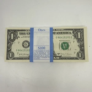 2017 A Chicago 100 BEP Strap aufeinanderfolgende sequentielle $1 Federal Reserve Noten UNC - Bild 1 von 4