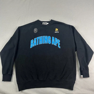 A Bathing Ape busy works College Sweatshirt Large Crewneck  black Bape - Image 1 of 4