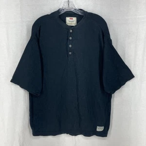 Men's Levi's Short Sleeve Henley Shirt Knit Ribbed Sz Large Black - Picture 1 of 11