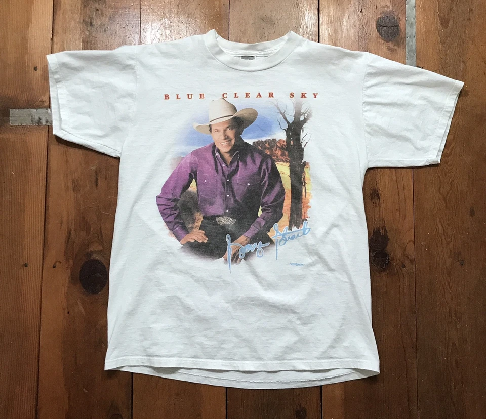 Camisa de Concierto George Strait Años 90 De Colección Para Hombres Grande 1996 Gira Azul Cielo Claro EE. UU. Foto 1 de 4