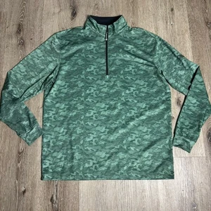 Straight Down Golfpullover Herren L grün schwarz Camouflage abstrakt 1/4 Reißverschluss  - Bild 1 von 10