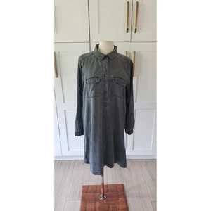 Old Navy Dress Shirt Women's L Vintage Wash Gray Long Sleeve Tencel Button Front - Picture 1 of 6