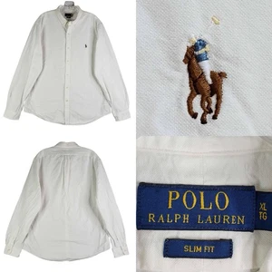 Polo Ralph Lauren Oxford Shirt Mens Size XL Solid White LS Button Down Slim - Picture 1 of 10