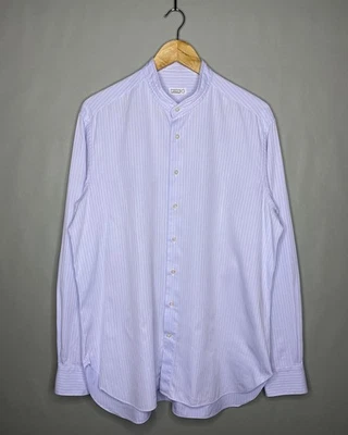 Authentic ZILLI Blue Stripped Band Collar Shirt Size 43/17 100% Cotton RRP $1100 - Image 1 of 4