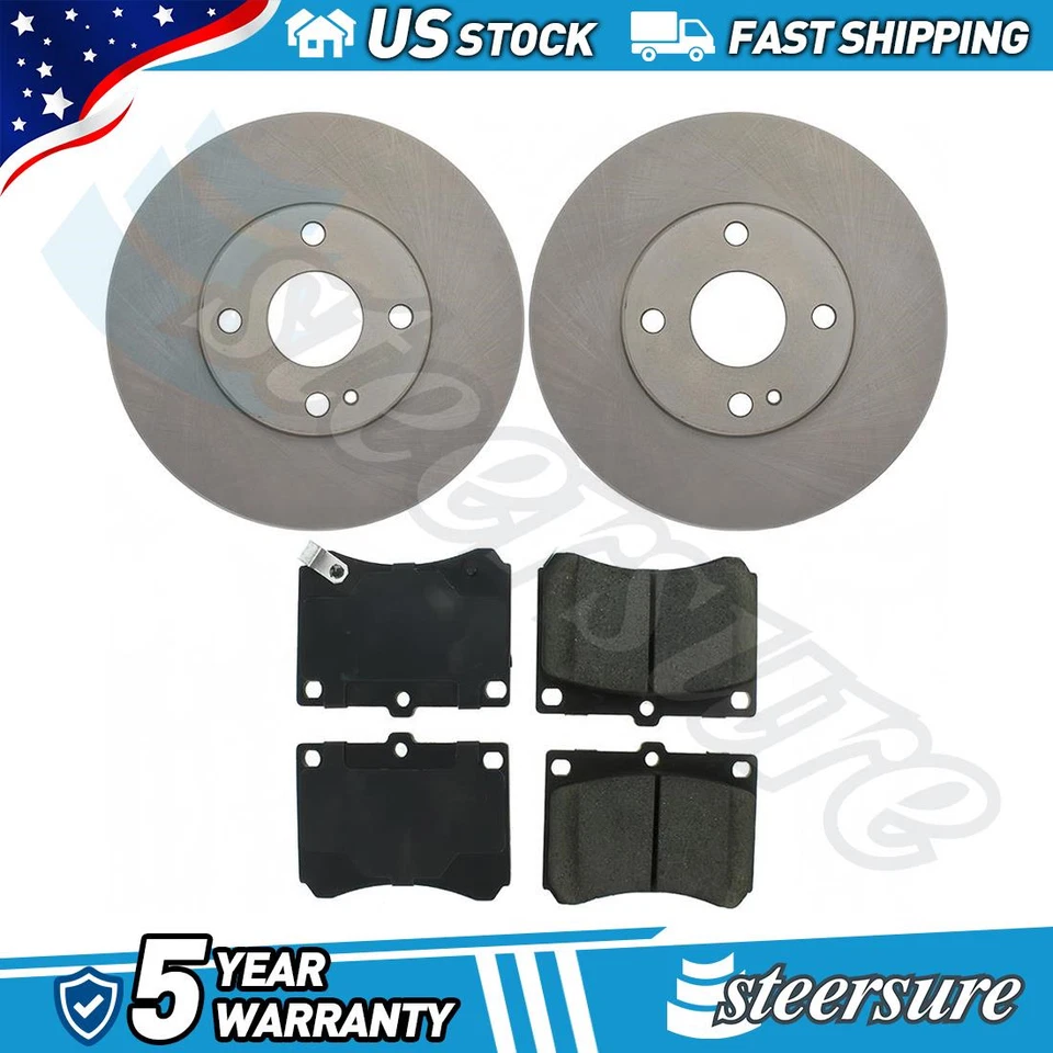 Front Brake Pads & Rotor Kit for Ford Escort 1991-1993 1994 1995 1996 1.8L L4 - Image 1 of 1