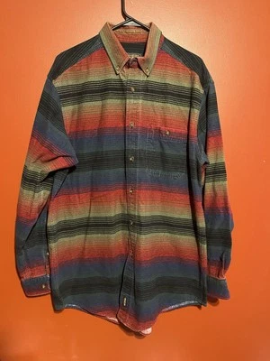 Vintage Woolrich Flannel Shirt L Chamois Aztec Southwest Indian Blanket Striped - Image 1 of 4