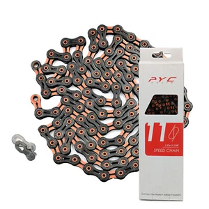PYC DLC 11 Cycling Bike Chains for 11-Speed Shimano/Campy/Sram use Black+Orange - Picture 1 of 10