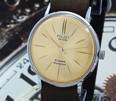Reloj Vintage Poljot De Luxe ULTRA DELGADO 2209 Esfera Dorada Estilo Mecánico URSS Foto 1 de 4