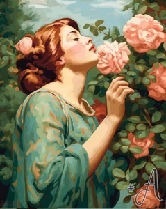Donna Ammira Fiori Stampati Agopuntura Tela Essenza di Bellezza Floreale - Foto 1 di 6