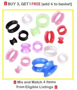 Flexible Silicone Ear Stretchers Double Flared Flexi Soft Ear Tunnels 6mm - 26mm - Picture 1 of 2