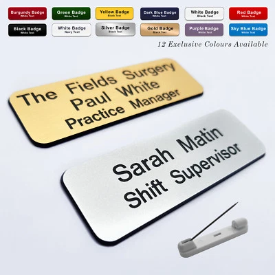 BADGEWORLD PIN Custom ID Engraved Name Badge for Pharmacy Nurse Doctor Dentist Hospital A&E