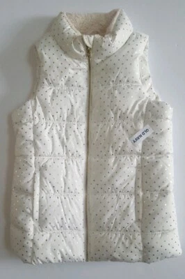 NWT OLD NAVY Girls XL/TG (14) CREAM Frost-Free PUFFER VEST~Zip Up Fleece Lined  - Image 1 of 4
