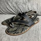 Crown Vintage Women's Leather Aaliya Sandals With Toe Ring, Size 10 Black Snake