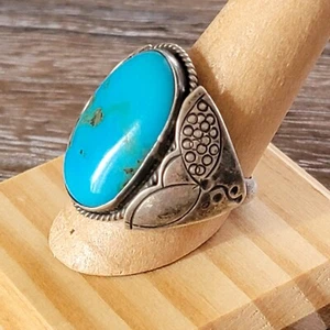 Navajo Turquoise Sterling Ring Signed E Atencio - Picture 1 of 7