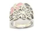 Ladies sterling silver flower designed ring, set with clear stones UK size N