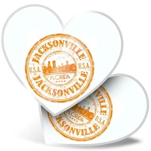 2 x Heart Stickers 15 cm - Jacksonville Florida USA Travel #5970 - Photo 1/8
