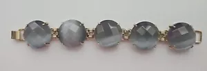 Kendra Scott Cassie hellgrau Katzenauge Glas gelbgold Link Armband - Bild 1 von 3