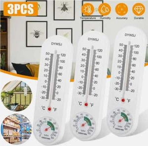 3Pcs Wall Thermometer Indoor Outdoor Yard Garden Greenhouse Home Humidity Meter - Picture 1 of 12