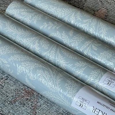 Lote 4 Rollos Dobles De Colección Anthropologie GP & J Baker Papel Pintado Helecho Sauce Azul Foto 1 de 4