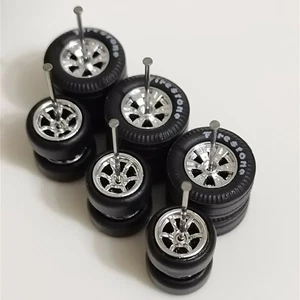 1/64 CUSTOM WHEELS RUBBER WHEELS 6 SPOKE TIRES 3 SETS 1/64 SIZE 10/13 GASSER - Picture 1 of 6