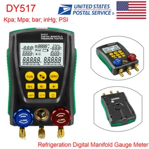 Refrigeration A/C Digital Manifold Gauges HVAC Vacuum Pressure Temp Leak Tester - Picture 1 of 6