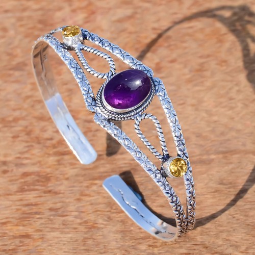 VALENTINO Bracciale con pietre preziose taglio ametista e citrino in argento sterling 925 regalo per amico