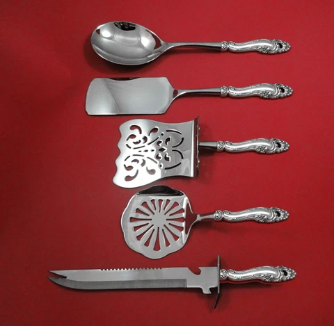 Decor by Gorham Sterling Silver Brunch Serving Set 5pc HH w/ Stainless Custom Cover