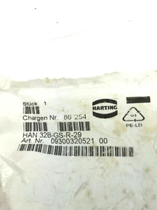 HARTING HAN 32B-GS-R-29 CONNECTOR HOUSING 09300320521 00 HAN B SIDE ENTRY - Picture 1 of 4