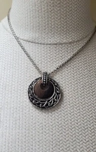 Brighton Retired KATU Collection Double Circle Wood Center Pendant Necklace - Picture 1 of 3