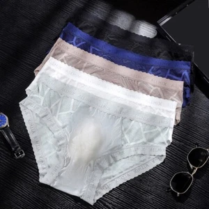Men's Soft Nylon Briefs Breathable Low Waist Underwear with Sexy Hollow Design - Picture 1 of 22