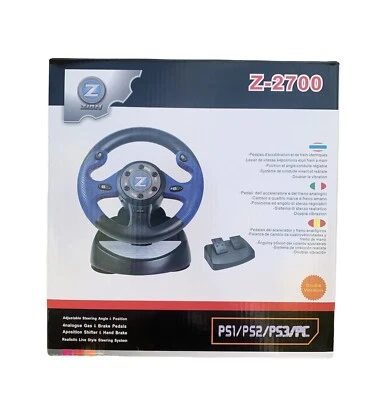 ZION Z-2700 ~ PS1/PS2/PS3/PC Wired Sport Gaming Steering Wheel ~ Choose Color - Image 1 of 4