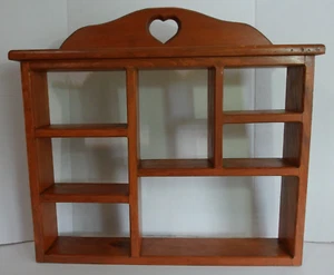 Vtg Wood Curio Wall Shelf Cut-Out Heart 7 Shelves Rustic Country 24" Across - Picture 1 of 17