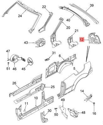 SAAB 9-3 TELAIO SUPPORTO FISSAGGIO FANALE POSTERIORE SINISTRO OEM 12832483 - Imagen 1 de 4