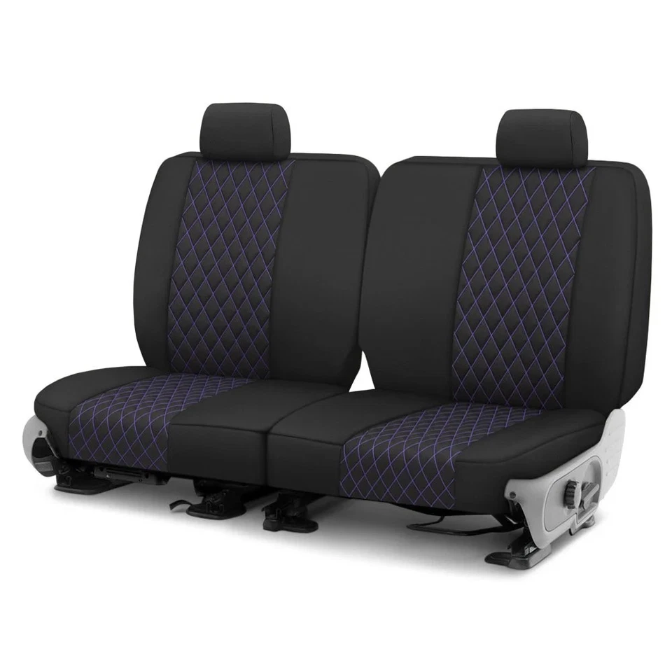 For Toyota Prius 16-22 Seat Cover Diamond Quilted 2nd Row Black & Purple — 第 1/2 张图片