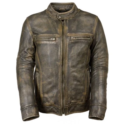 Milwaukee Leather Men's Brown Distressed Scooter Jacket XXL - Image 1 of 4
